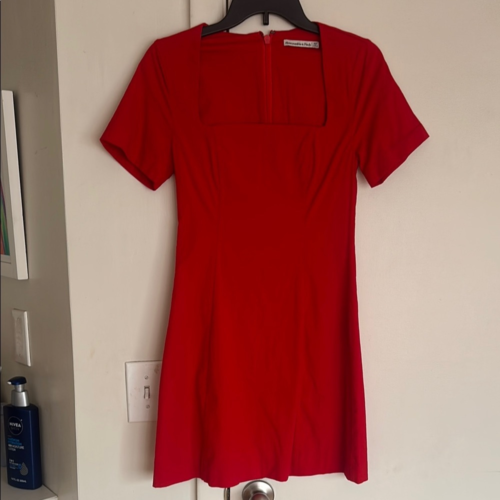NWOT Abercrombie & Fitch Red Squareneck Mini Dress XS - Tall
